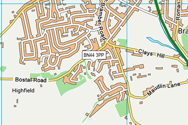 BN44 3PP map - OS VectorMap District (Ordnance Survey)