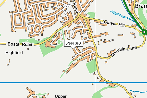 BN44 3PX map - OS VectorMap District (Ordnance Survey)