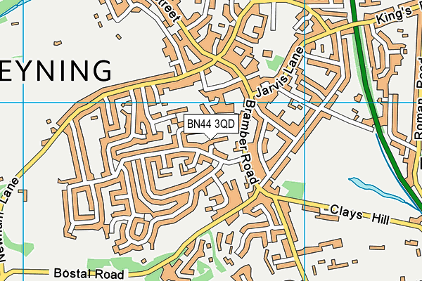 BN44 3QD map - OS VectorMap District (Ordnance Survey)