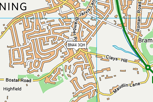 BN44 3QH map - OS VectorMap District (Ordnance Survey)