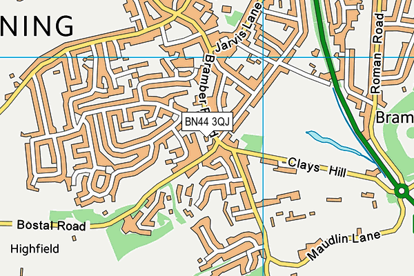BN44 3QJ map - OS VectorMap District (Ordnance Survey)