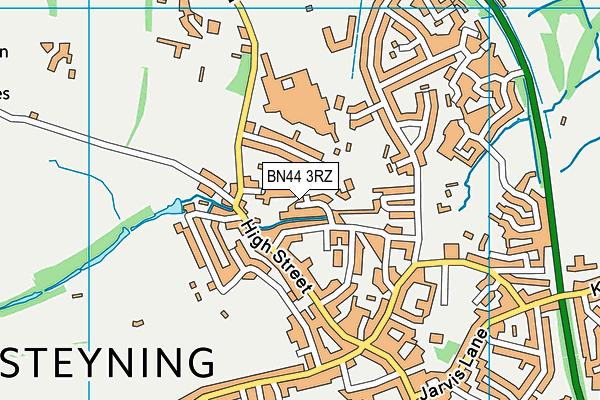 BN44 3RZ map - OS VectorMap District (Ordnance Survey)