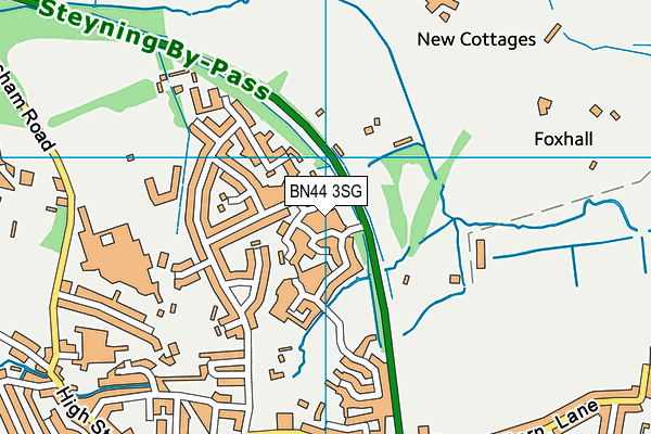 BN44 3SG map - OS VectorMap District (Ordnance Survey)