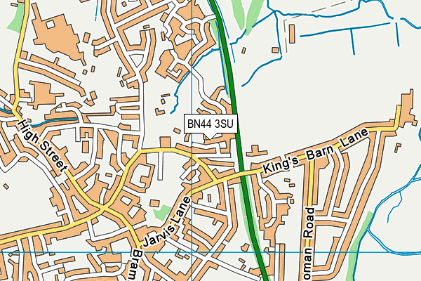 BN44 3SU map - OS VectorMap District (Ordnance Survey)