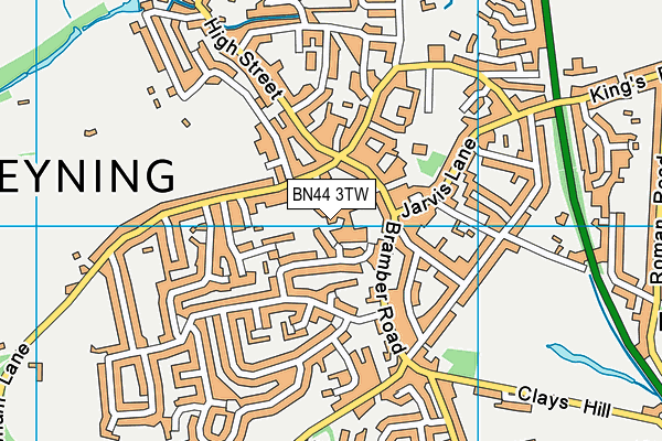 BN44 3TW map - OS VectorMap District (Ordnance Survey)