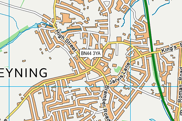 BN44 3YA map - OS VectorMap District (Ordnance Survey)