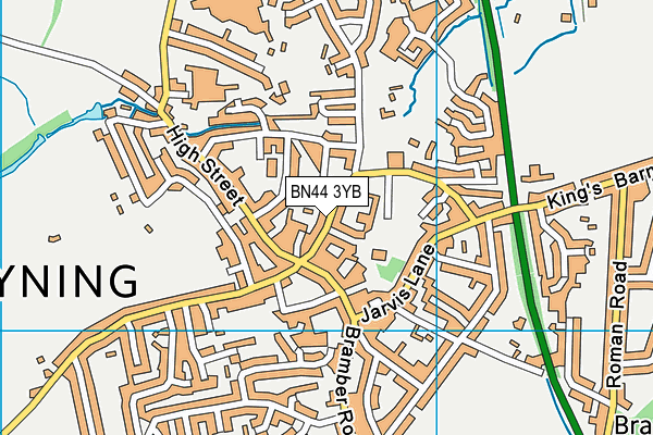 BN44 3YB map - OS VectorMap District (Ordnance Survey)
