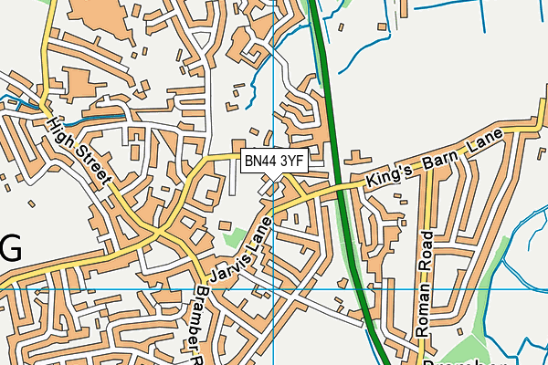 BN44 3YF map - OS VectorMap District (Ordnance Survey)