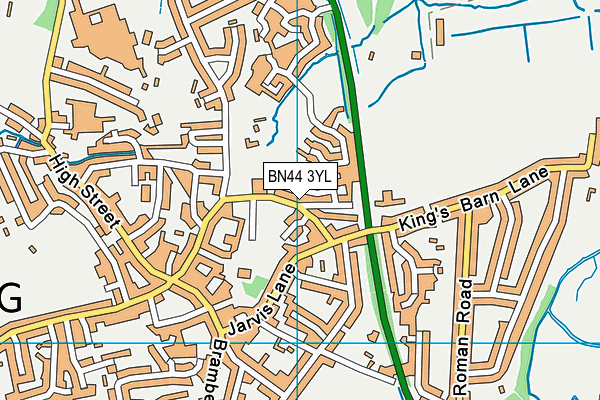 BN44 3YL map - OS VectorMap District (Ordnance Survey)