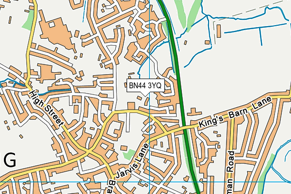BN44 3YQ map - OS VectorMap District (Ordnance Survey)