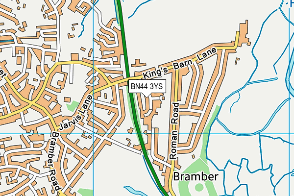 BN44 3YS map - OS VectorMap District (Ordnance Survey)