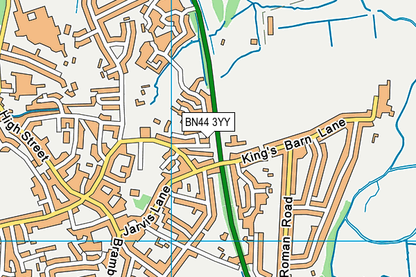 BN44 3YY map - OS VectorMap District (Ordnance Survey)