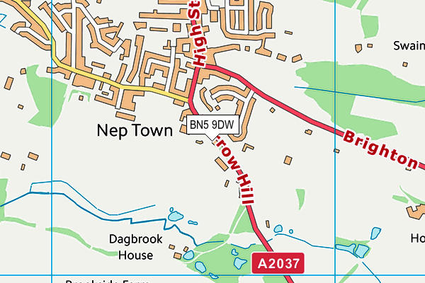 BN5 9DW map - OS VectorMap District (Ordnance Survey)