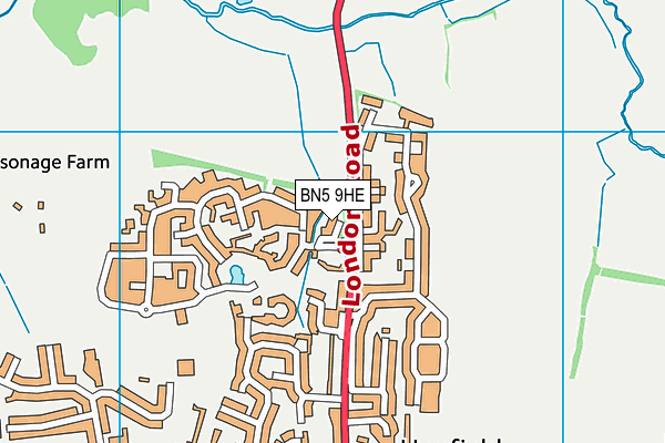 BN5 9HE map - OS VectorMap District (Ordnance Survey)