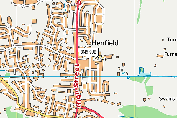 BN5 9JB map - OS VectorMap District (Ordnance Survey)