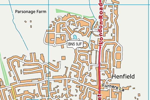 BN5 9JF map - OS VectorMap District (Ordnance Survey)
