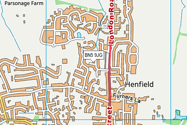 BN5 9JG map - OS VectorMap District (Ordnance Survey)