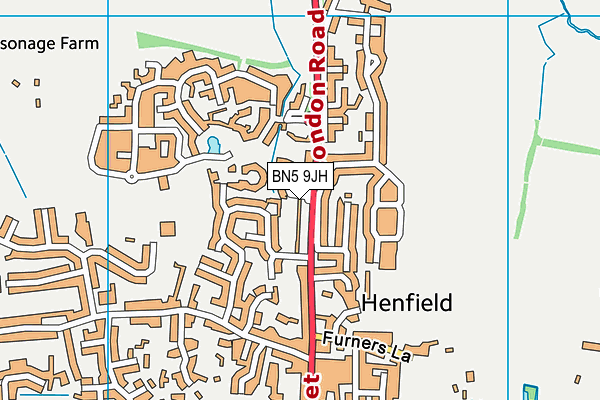 BN5 9JH map - OS VectorMap District (Ordnance Survey)