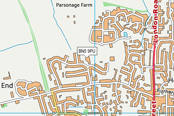 BN5 9PU map - OS VectorMap District (Ordnance Survey)