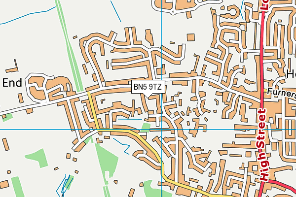 BN5 9TZ map - OS VectorMap District (Ordnance Survey)