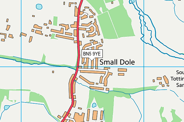 BN5 9YE map - OS VectorMap District (Ordnance Survey)