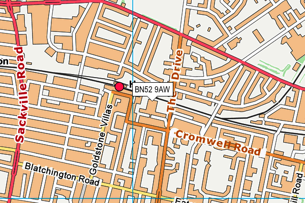 BN52 9AW map - OS VectorMap District (Ordnance Survey)