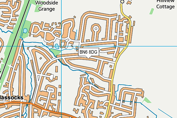 BN6 8DG map - OS VectorMap District (Ordnance Survey)