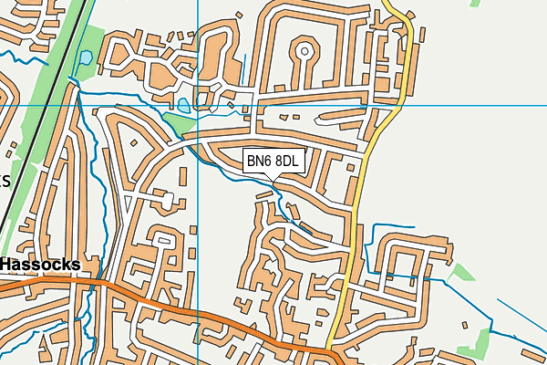 BN6 8DL map - OS VectorMap District (Ordnance Survey)
