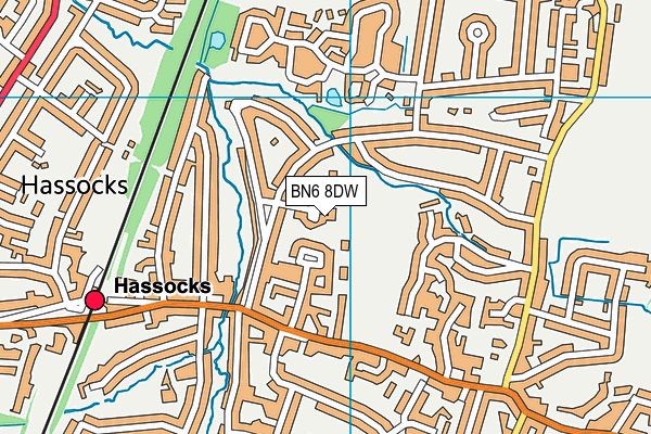 BN6 8DW map - OS VectorMap District (Ordnance Survey)