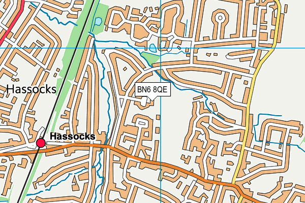 BN6 8QE map - OS VectorMap District (Ordnance Survey)