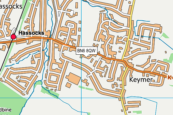 BN6 8QW map - OS VectorMap District (Ordnance Survey)