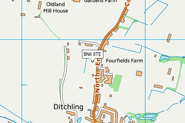 BN6 8TE map - OS VectorMap District (Ordnance Survey)
