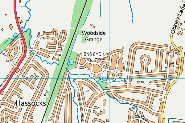 BN6 8YD map - OS VectorMap District (Ordnance Survey)