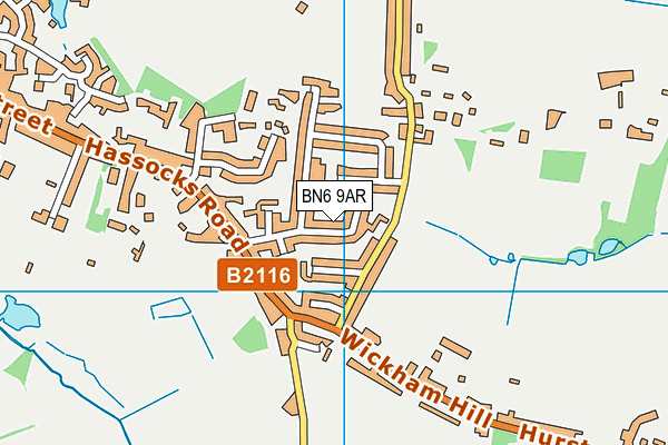BN6 9AR map - OS VectorMap District (Ordnance Survey)