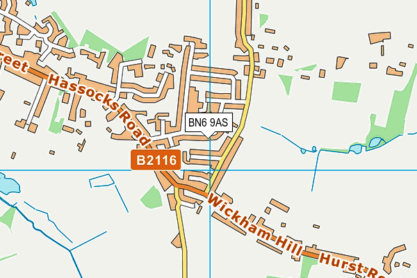 BN6 9AS map - OS VectorMap District (Ordnance Survey)