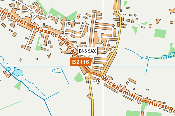 BN6 9AX map - OS VectorMap District (Ordnance Survey)