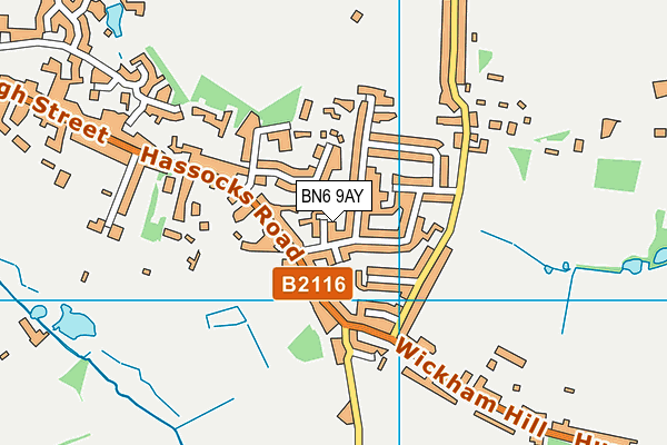 BN6 9AY map - OS VectorMap District (Ordnance Survey)