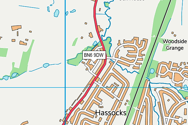 London Road Recreation Ground (Hassocks) map (BN6 9DW) - OS VectorMap District (Ordnance Survey)