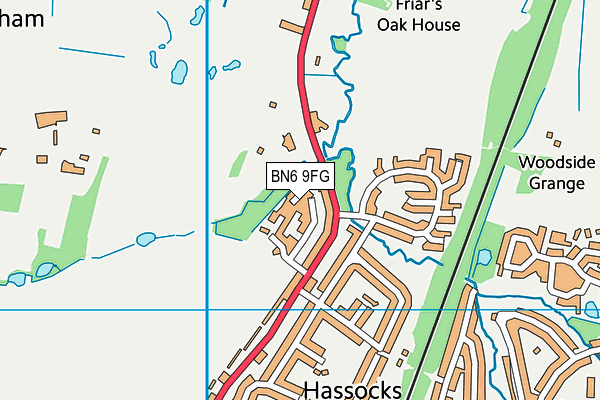 BN6 9FG map - OS VectorMap District (Ordnance Survey)