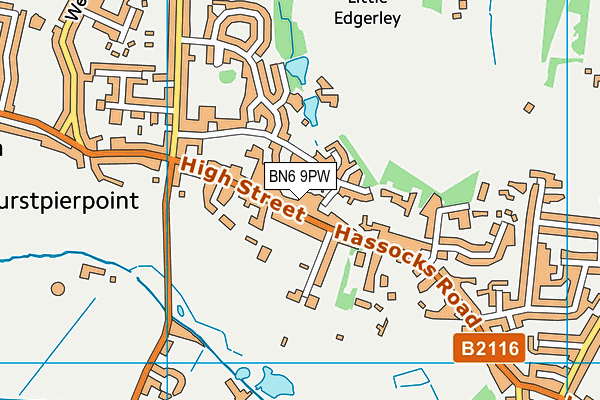 BN6 9PW map - OS VectorMap District (Ordnance Survey)