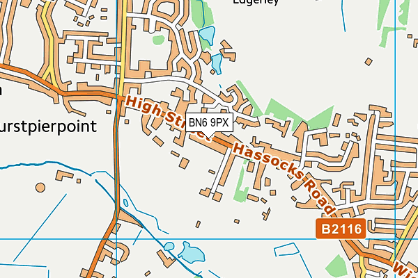 BN6 9PX map - OS VectorMap District (Ordnance Survey)