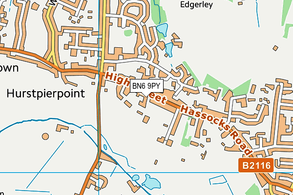 BN6 9PY map - OS VectorMap District (Ordnance Survey)