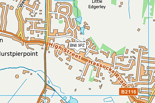 BN6 9PZ map - OS VectorMap District (Ordnance Survey)