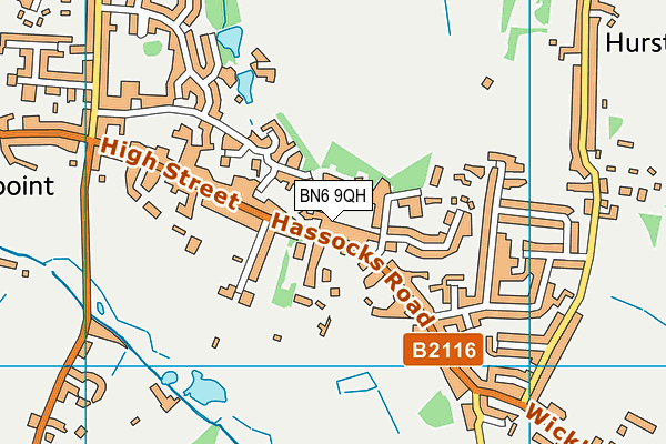 BN6 9QH map - OS VectorMap District (Ordnance Survey)