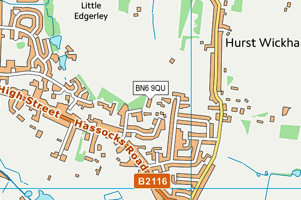 BN6 9QU map - OS VectorMap District (Ordnance Survey)