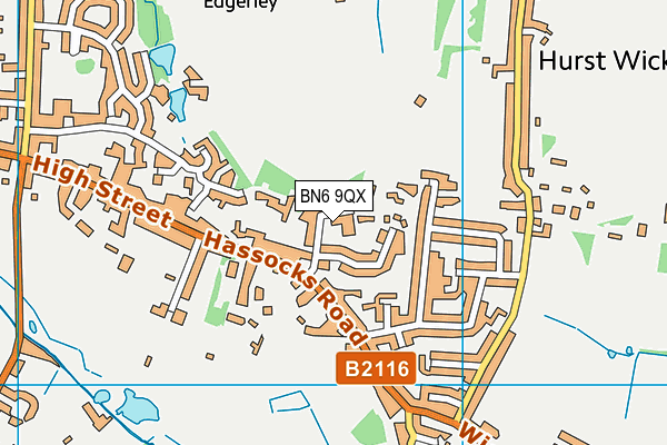 BN6 9QX map - OS VectorMap District (Ordnance Survey)