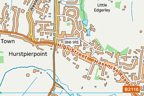 BN6 9RE map - OS VectorMap District (Ordnance Survey)