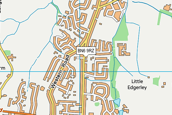 BN6 9RZ map - OS VectorMap District (Ordnance Survey)
