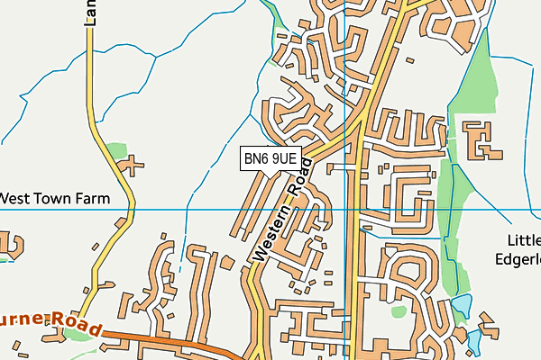 BN6 9UE map - OS VectorMap District (Ordnance Survey)
