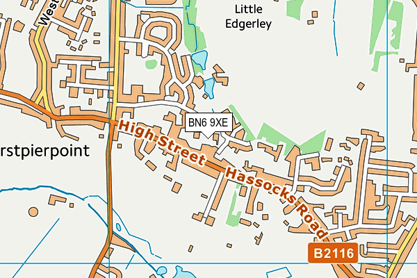 BN6 9XE map - OS VectorMap District (Ordnance Survey)